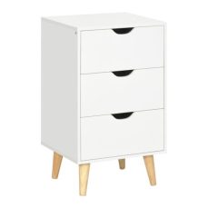 HOMCOM Bedside Table with 3 Drawers, White UK Delivery