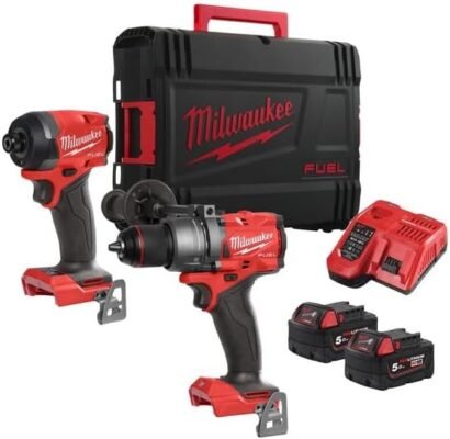 Milwaukee 18V 2x5Ah Combi Drill/Impact Driver Kit