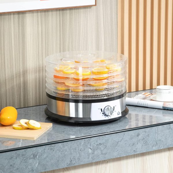 toptopdealcouk-homcom-food-dehydrator-machine-stainless-steel-with-adjustable-temperature-and-5-trays