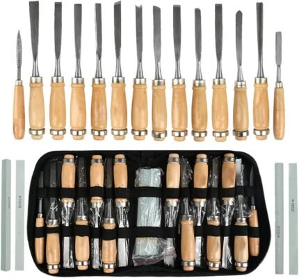 18Pcs Wood Carving Set - 14pcs Manganese Steel Carving Tools + 4pcs