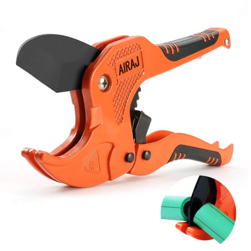 AIRAJ PVC Cutter Heavy Duty Ratchet-Type Pipe Cutter, for Cutting Outer Diameter 42 mm PVC PPR Plastic Hoses and Plumbing Pipes, for Electrician, Maintenance Workers, Professional Plastic Pipe Cutter
