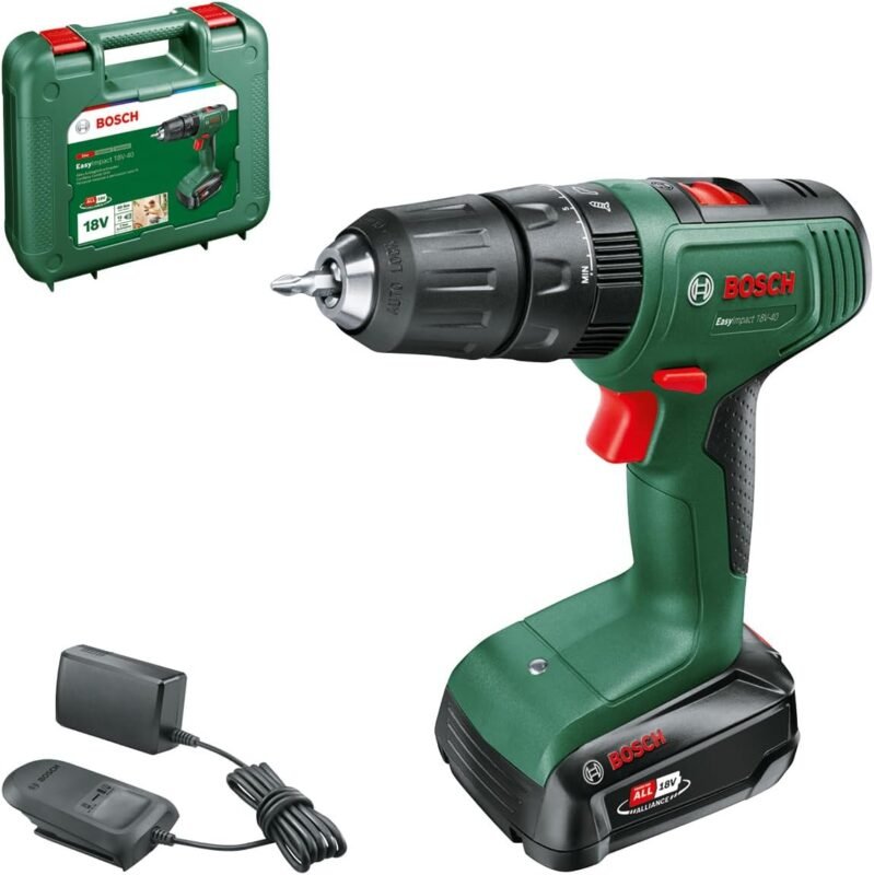 Bosch Home and Garden Cordless Combi Drill EasyImpact 18V-40 (1 Battery, 18 Volt System, in Carrying Case)