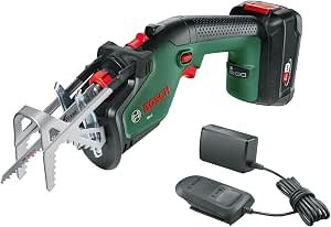 Bosch Home and Garden Cordless Garden Saw Keo - 1 Battery 2.0 Ah, 18 Volt System, Cutting Diameter 80 mm, with Swiss Precision Blade Wood Included, in Carton Packaging