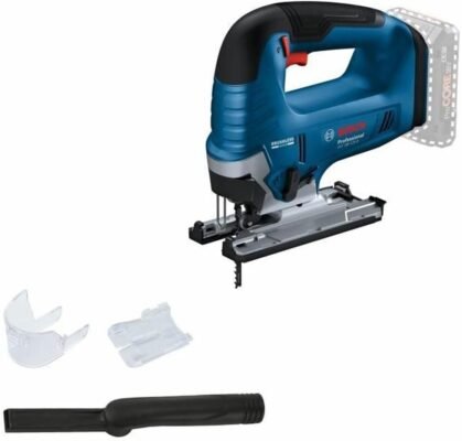 Bosch Professional 18V System Cordless Jigsaw GST 18V-125 B (with Bow Handle, Bevel Cuts up to 45°, 1 x Jigsaw Blade, Dust Extraction Set)