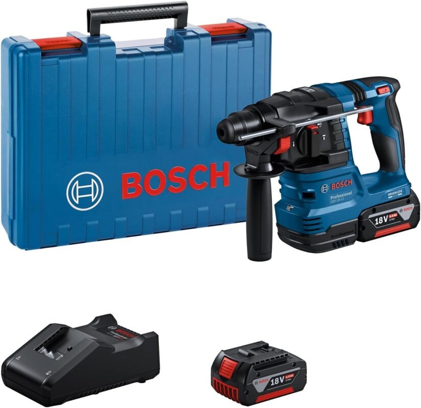 Bosch Professional 18V System Cordless Rotary Hammer GBH 18V-22 (SDS Plus, Ideal for Drilling 6 mm to 10 mm Holes, Kickback Control and Vibration Control)