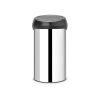 Brabantia 60 Litre Large Kitchen Touch Bin (Brilliant Steel/Matt Black Lid) Removable Lid, Soft-Touch Open, Easy Clean Rubbish Food Waste Bin