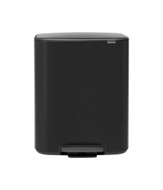 Brabantia Bo Pedal Bin - 60L Inner Bucket (Matt Black) Large Waste Kitchen Bin - Soft Closing Lid