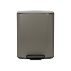Brabantia Bo Pedal Bin - 60L Inner Bucket (Platinum) Large Waste Kitchen Bin - Soft Closing Lid, Removable Lid, Soft-Touch Open, Easy Clean Rubbish Food Waste Bin