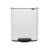 Brabantia Bo Pedal Bin - 60L Inner Bucket (White) Large Waste Kitchen Bin - Soft Closing Lid