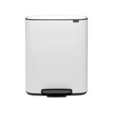 Brabantia Bo Pedal Bin - 60L Inner Bucket (White) Large Waste Kitchen Bin - Soft Closing Lid