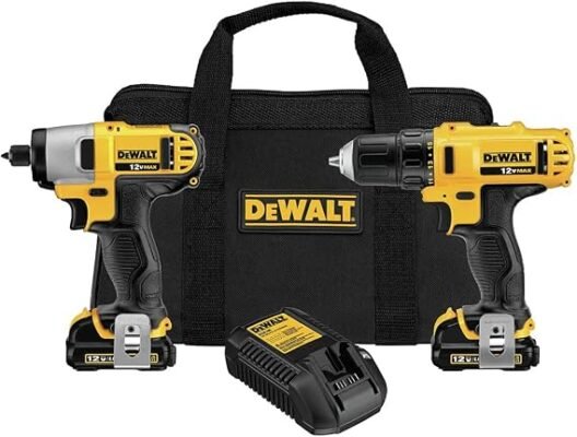 DEWALT 12V Impact Driver and Drill Combo Kit (DCK211S2) - Includes 2 Tools, Batteries, Charger, and Carrying Case