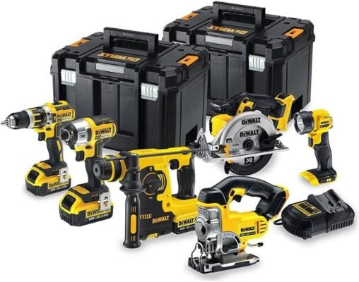 DEWALT DCK699M3T 18V 6-Piece Cordless Kit with 3 x 4Ah Batteries, 2 x TSTAK Kitboxes, 240V, Multi, Large