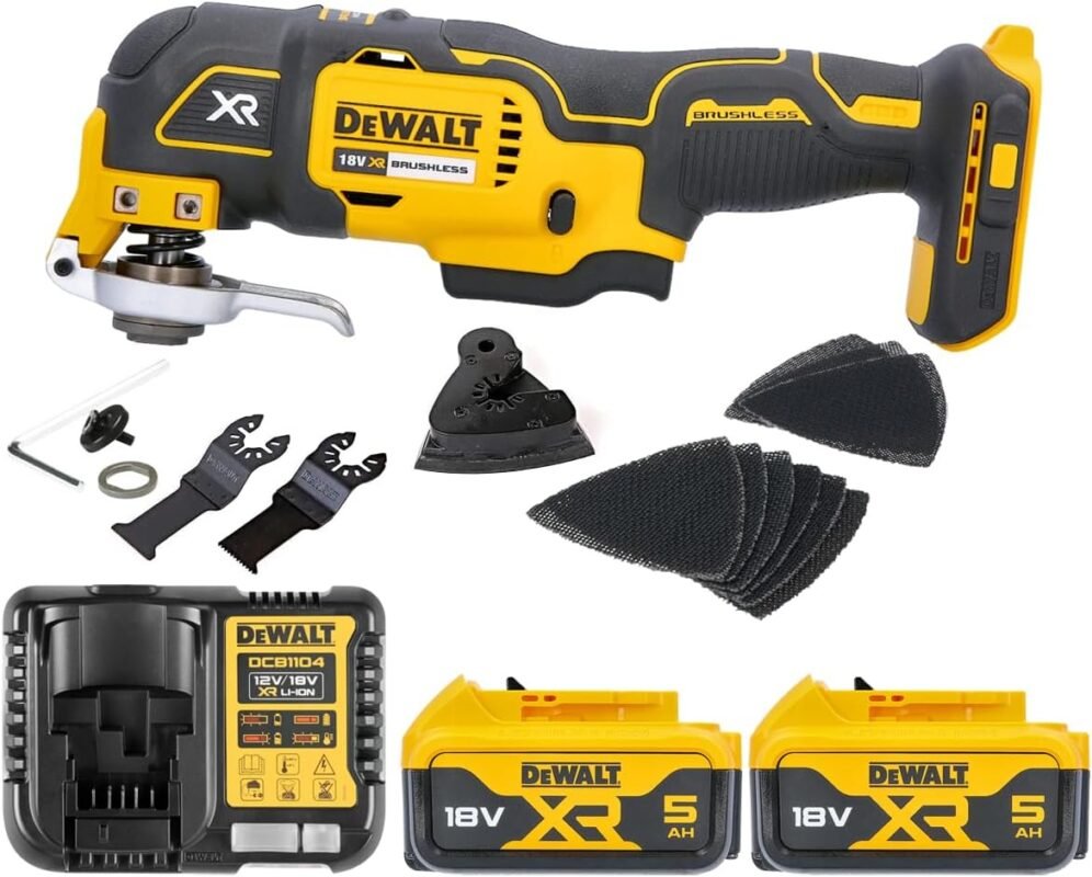 DEWALT DCS355N 18V Multitool with Accessories + 1 x 5Ah Battery, Charger & T-Stack Case