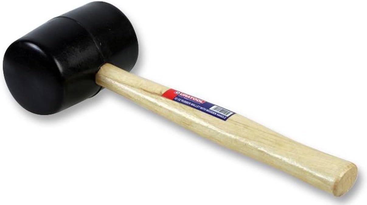 DURATOOL D00091 1kg (32oz) Rubber Mallet, Black/Beige