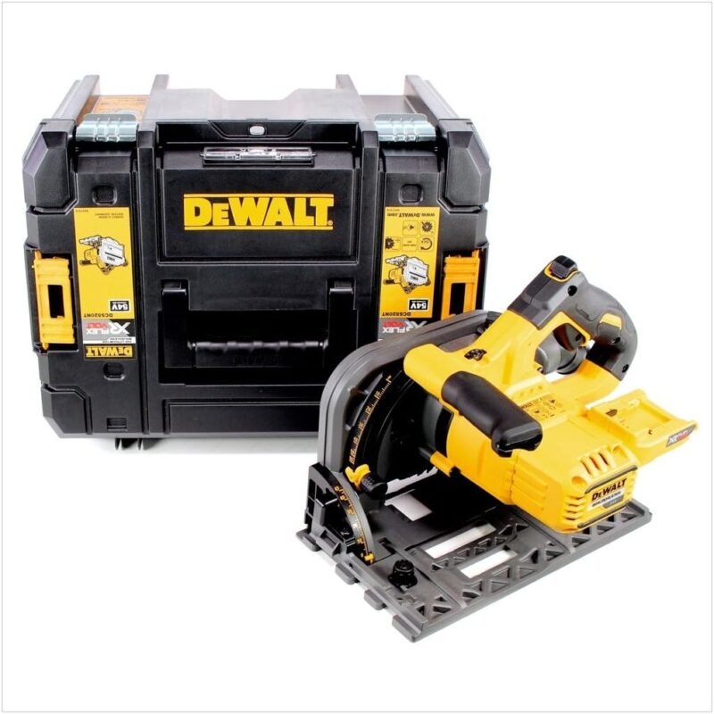 DeWalt DCS520NT 54V FlexVolt 165mm Plunge Saw with 2 x 1.5m Guide Rail, Clamps & Case + Rail Bag