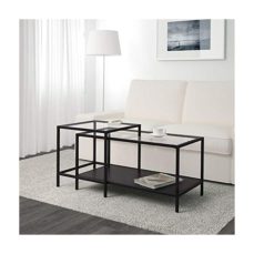 Discount Seller Nest of Tables, Set of 2, Black-Brown, Glass, 90x50 cm – Durable & Easy to Care For Coffee & Side Tables