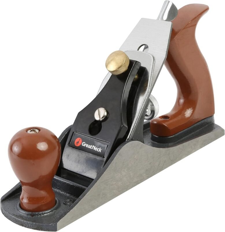 GreatNeck C4 Bench Jack Plane (9 Inch), 2 Inch Cutter, Adjustable Blade, Cast Iron Body, Quality Plastic Ergonomic Handles