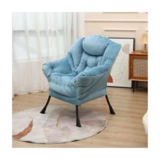 ISUDJUNT Armchairs for Living Room - Accent Lounge Chair with Side Pocket - Modern High Back Sofa Chair with Armrest for Bedroom - Contemporary Padded Lazy Chair with Reinforced Metal Frame, Blue
