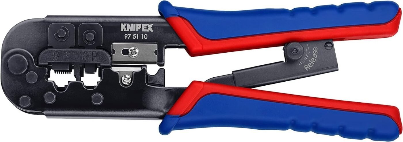 Knipex Crimping Pliers for Western Plugs, Burnished, with Multi-Component Grips, 190 mm - 97 51 10