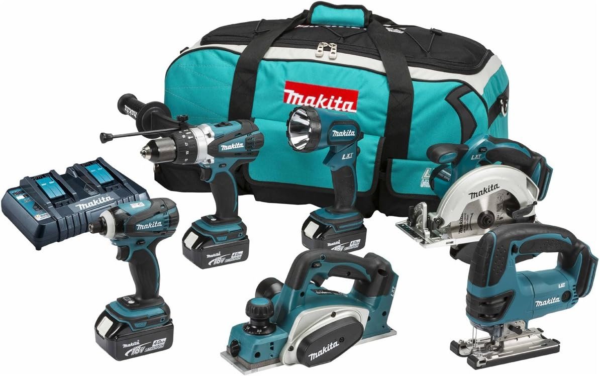 Makita 18V Li-Ion 6-Piece Combo Kit with 3 x 4.0Ah Li-Ion Batteries and Charger DC18RD - Model DLX6012PM