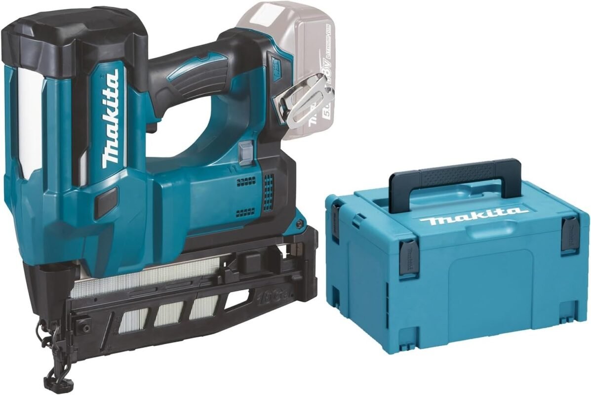 Makita DBN600ZJ 18V Li-Ion LXT Finishing Nailer, Supplied in a Makpac Case - Batteries and Charger Not Included, Blue