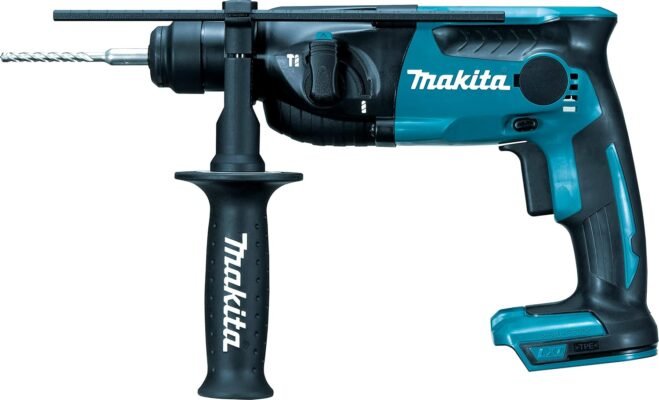 Makita DHR165ZJ 18V Li-Ion LXT 16mm Rotary Hammer Drill with Makpac Case (batteries and charger not included), blue