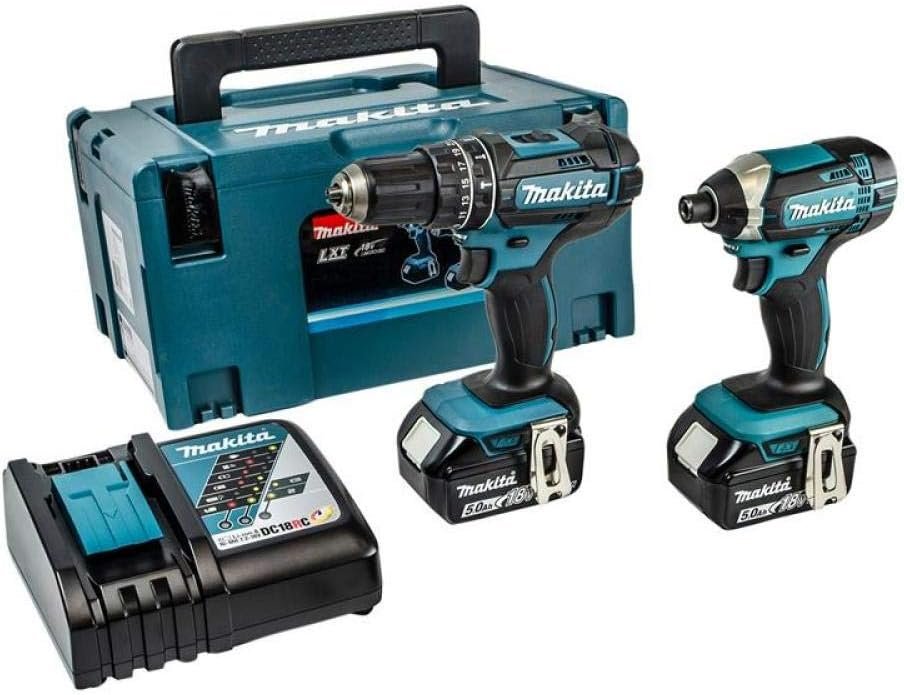 Makita DLX2131TJ 18V Li-ion LXT 2 Piece Combo Kit - Includes DHP482Z & DTD152Z, 2 x 5.0 Ah Batteries, Charger, Makpac Case
