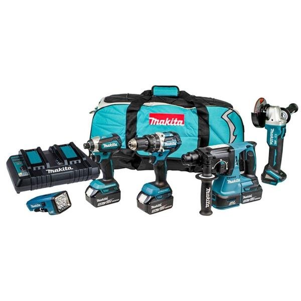 Makita DLX5042PT 18V Li-ion LXT Brushless 5-Piece Combo Kit with 3 x 5.0Ah Li-ion Batteries, Charger, and Heavy Duty Tool Carry Bag