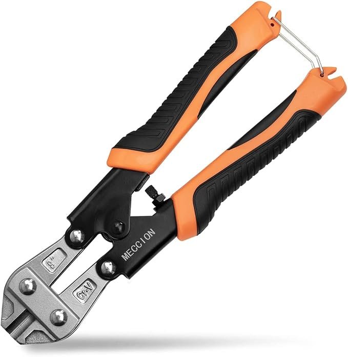 Meccion Heavy Duty 8" CR-V Mini Bolt Cutter - Bolt and Wire Cutter, Cable, Chain, Spring Snips Clippers with Comfortable Soft Rubber Grip