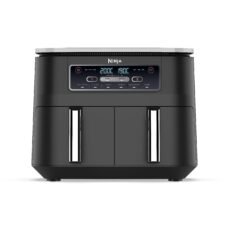 Ninja Foodi Dual Zone Digital Air Fryer, 2 Drawers, 7.6L, 6-in-1, Uses No Oil, Air Fry, Max Crisp, Roast, Bake, Reheat, Dehydrate, Cooks 4-6 Portions, Non-Stick, Dishwasher Safe Baskets, Black AF300UK
