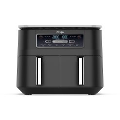 Ninja Foodi Dual Zone Digital Air Fryer, 2 Drawers, 7.6L, 6-in-1, Uses No Oil, Air Fry, Max Crisp, Roast, Bake, Reheat, Dehydrate, Cooks 4-6 Portions, Non-Stick, Dishwasher Safe Baskets, Black AF300UK
