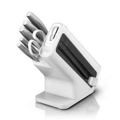 Ninja StaySharp Knife Set, Stainless Steel 6-Piece Knife Set with Integrated Sharpener, Chef Knife, Slicing Knife, Bread Knife, Utility Knife, Paring Knife, and Kitchen Scissors, White, K62006EUWH