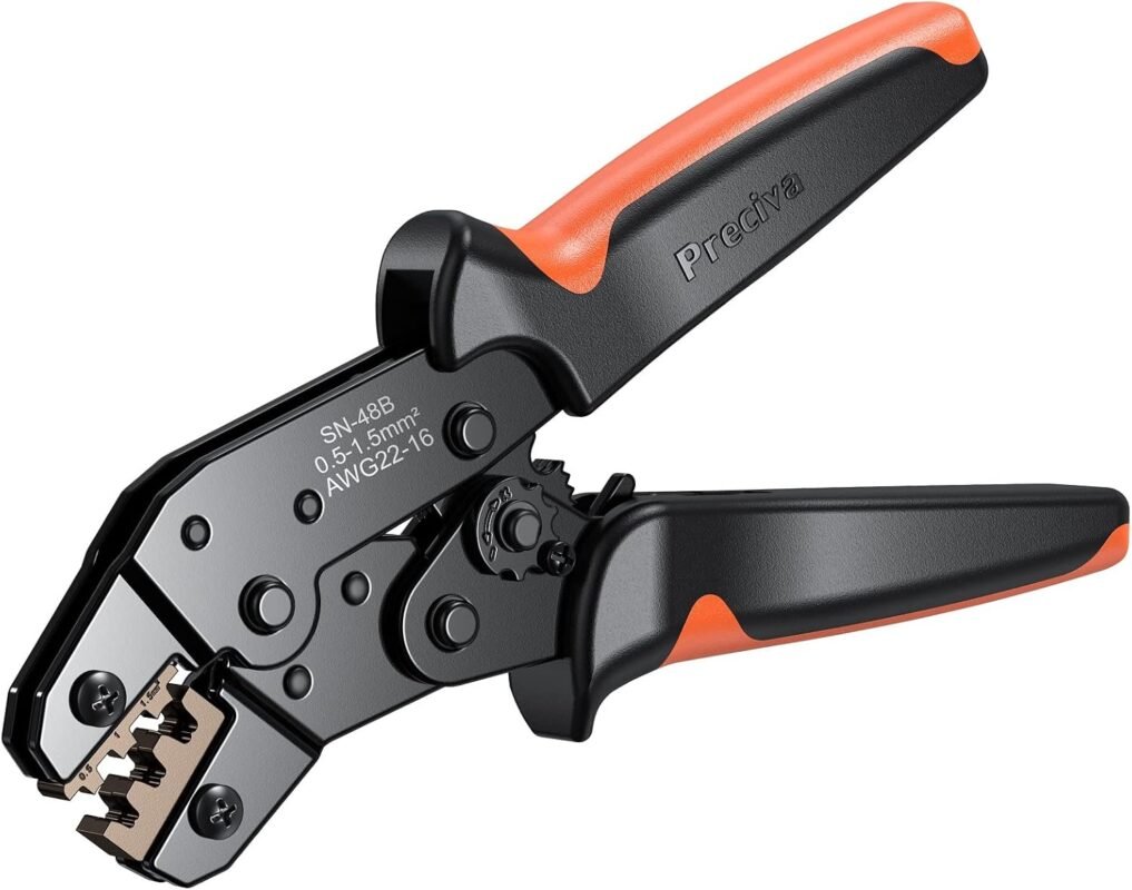 Non-Insulated Crimping Tool, Preciva 0.5-1.5mm²/22-16 AWG Crimping Tools with Ratchet Mechanism