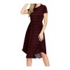 PCEAIIH Women Short/Long Sleeve Pleated Polka Dot Pocket Swing Casual Midi Dress