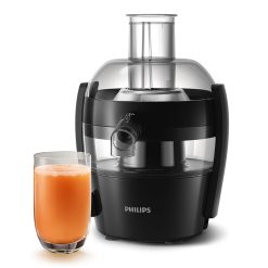 Philips Viva Collection Compact Juicer, 1.5 Litre, 500 Watt, Quick Clean Technology, Drip Stop, Dishwasher Safe Parts, See-through Pulp Container, Direct Serve, Black (HR1832/01) [Energy Class A]