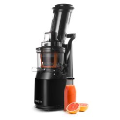 Powerful Masticating Juicer for Whole Fruits and Vegetables, Fresh Healthy Juice, Sorbet, Ice Cream, Wide Mouth 75mm Feeding Chute, BPA Free, 240-Watt, Cold Press, Black Stainless Steel Fridja f1900 [Energy Class A++]