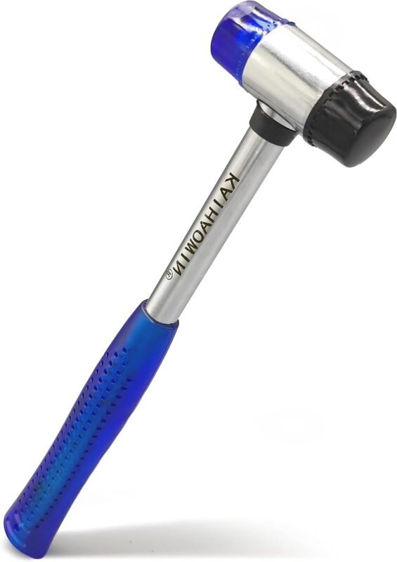 Rubber Hammer-KAIHAOWIN-25mm Small Rubber Mallet - Double Face Hammer with Soft/Hard-Anti-Slip Stainless Steel Ergonomic Grip with Low Recoil for Household Projects, Camping, Woodworking - Without Damage