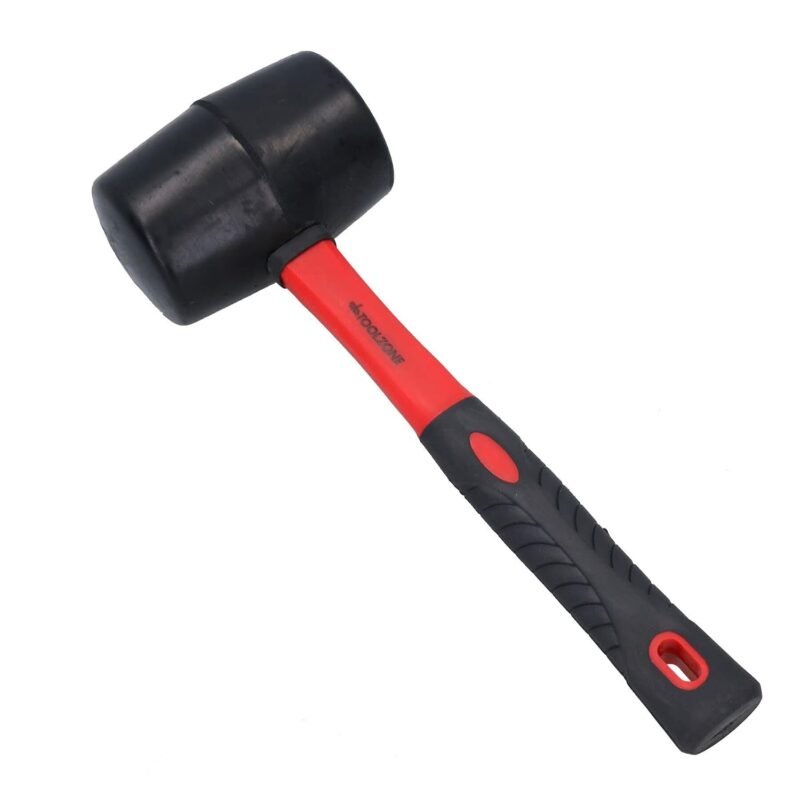 Toolzone 32Oz Rubber Mallet - Fibre Handle, Red and Black