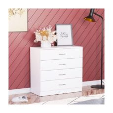 Vida Designs White Chest of Drawers, 4 Drawer With Metal Handles & Runners, Unique Anti-Bowing Drawer Support, Riano Bedroom Furniture