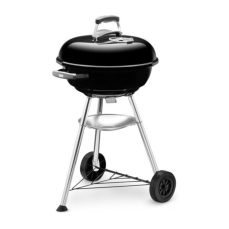 Weber Compact Kettle Charcoal Grill Barbecue, 47cm BBQ Grill with Lid Cover, Stand & Wheels Freestanding Outdoor Oven, Smoker & Outdoor Cooker with Porcelain-Enamelled Bowl - Black (1221004)