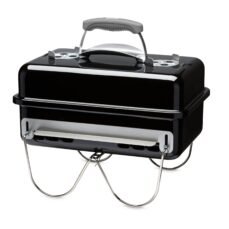 Weber Go-Anywhere Barbecue Grill | Portable Grill | Table Top Camping Barbecue with Lid | Porcelain-Enamelled Bowl | Small & Lightweight Deep Dish Outdoor Stove - Black (1131004), 415550280mm