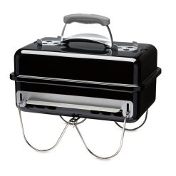 Weber Go-Anywhere Barbecue Grill | Portable Grill | Table Top Camping Barbecue with Lid | Porcelain-Enamelled Bowl | Small & Lightweight Deep Dish Outdoor Stove - Black (1131004), 415550280mm