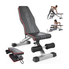 YOLEO Adjustable Weight Bench - Foldable Workout AB Bench for Home Gym, Incline/Decline/Flat Perfect for Bench Press, Sit-ups, Leg Lifts, Full Body Fitness (Brown)
