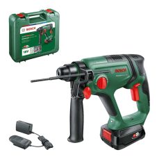 Bosch Cordless Rotary Hammer Drill Universal Hammer 18V (1x Battery 2.5 Ah, 18 Volt System; Drilling/Hammer Drilling/Chiselling; 2.0 J Impact Energy, SDS Plus Tool Holder, in Carrying Case)