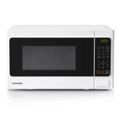 Toshiba 800W 20L Microwave Oven with 6 Preset Recipes, 11 Power Levels, Procedural Memory, Auto Defrost, and Digital Display - White