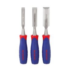 WORKPRO Wood Chisel Set, 3 Pieces Wood Carving Chisels 12 mm, 19 mm, 25 mm, Cr-V Bevel Edge Chisels with Steel Hammer End and Non-Slip Handle for Woodworking, Wood Carving and Sculpting