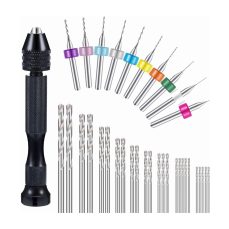 36 Pieces Hand Drill Set, Including Pin Vise Hand Drill, Mini Drills, and Twist Drills for Craft Carving DIY (0.3-1.2 mm PCB Drill)
