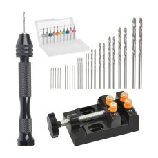 37PCS Mini Hand Drill Set for Crafts - Pin Vise Precision Twist Drill Bits with Mini Drill Press Vise, Manual Drill Set for Craft Carving Models Hobby DIY, 0.5-3mm Drilling Bits & 0.3-1.2 mm PCB Drill