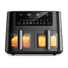 9L Dual Air Fryer with Visual Window, XL Capacity, 2 Drawers, 9-In-1 Cooking Presets, Touch Screen, Smart Finish, Timer Function, Dishwasher-Safe, Healthy Oil-Free & Low-Fat Cooking