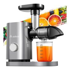 AAOBOSI Slow Masticating Juicer – Quiet Motor, Reverse Function, Easy-to-Clean Brush, Cold Press Juicer for Whole Fruits and Vegetables, Delicate Crushing Without Filtering, Gray